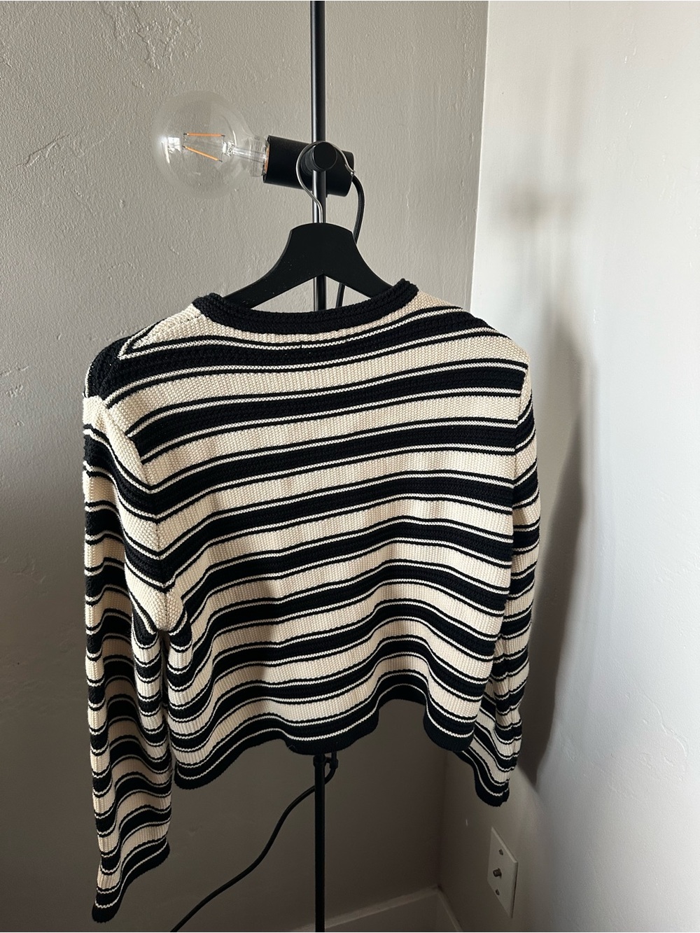 Massimo Dutti Black and Cream Striped Button Cardigan - Picture 4 of 4